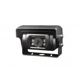 Wired camera with motorized hood and heater